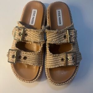 Steve Madden Beige Buckle Sandals
